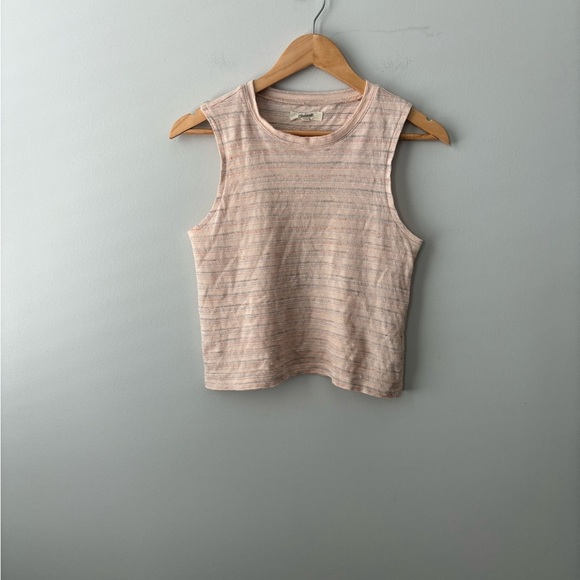 Madewell Raw-Edge Hangout Muscle Tank Size‎ XXS Linen/Cotton Orange Multicolor - Picture 3 of 5